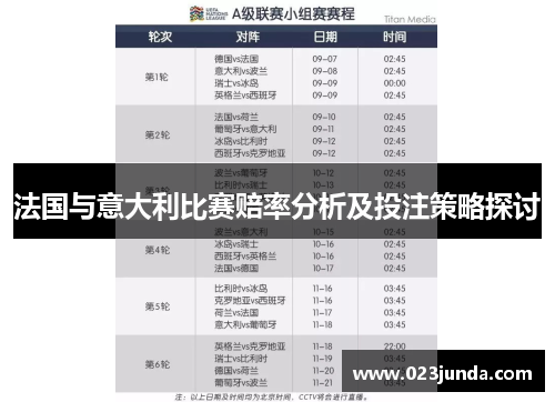法国与意大利比赛赔率分析及投注策略探讨